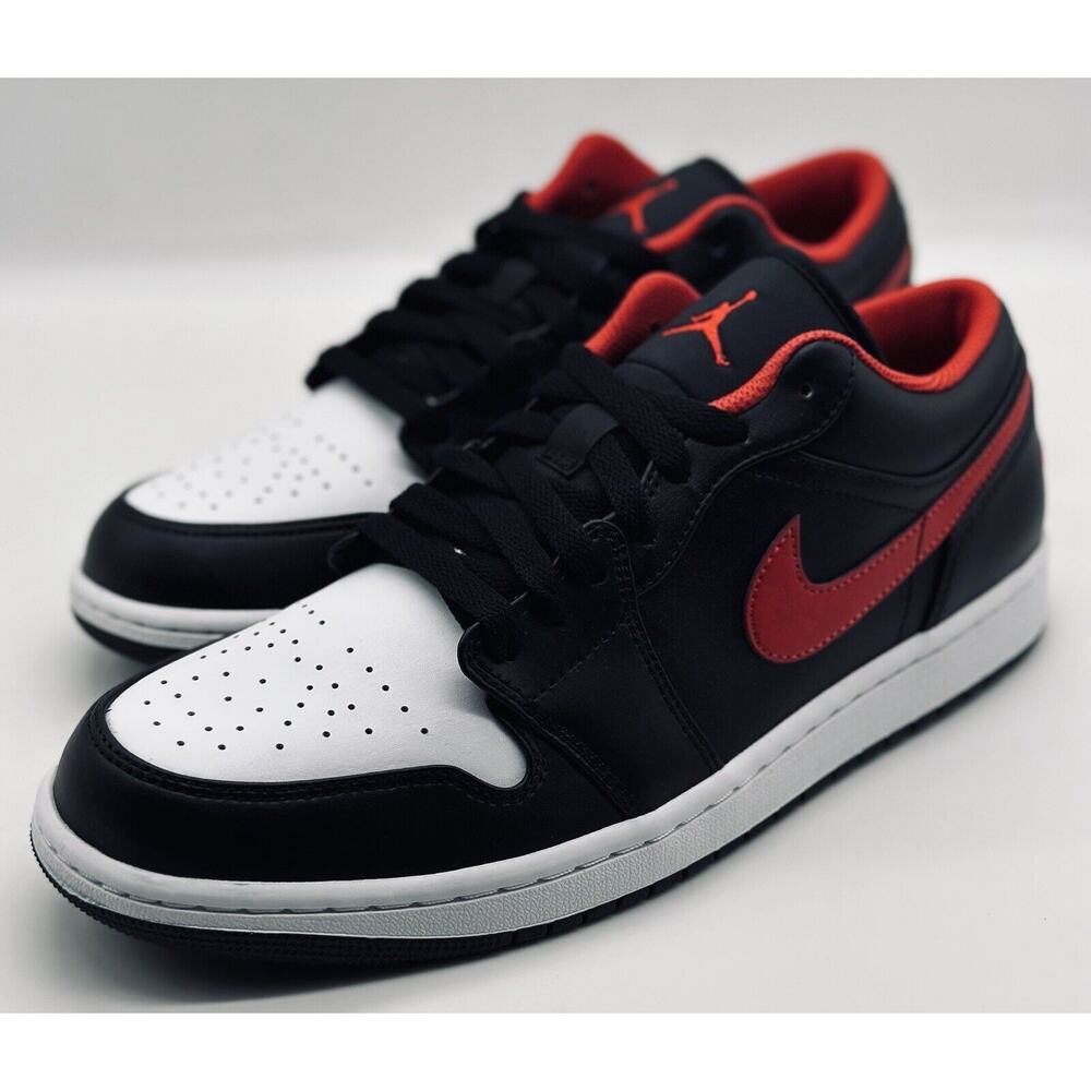 NEW Nike Air Jordan 1 Low Black Fire Red White Toe 553558-063 Men’s Size Multi